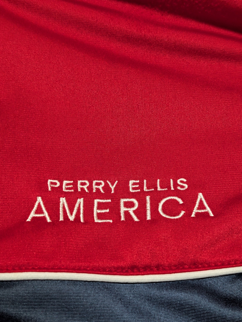 Vintage Perry Ellis America Men's Size L Full Zip Track Jacket Red Navy Blue - Picture 3 of 6